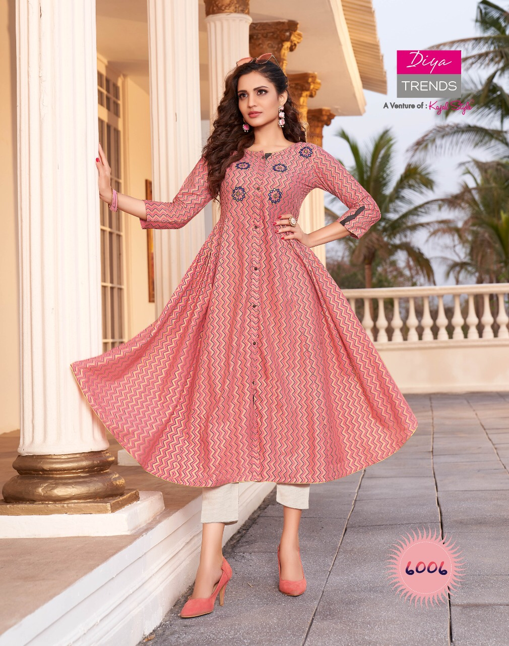 Ethnicity 6 Latest Fancy Festive Wear Designer Exclusive Rayon Embroidery Work Kurtis Collection
