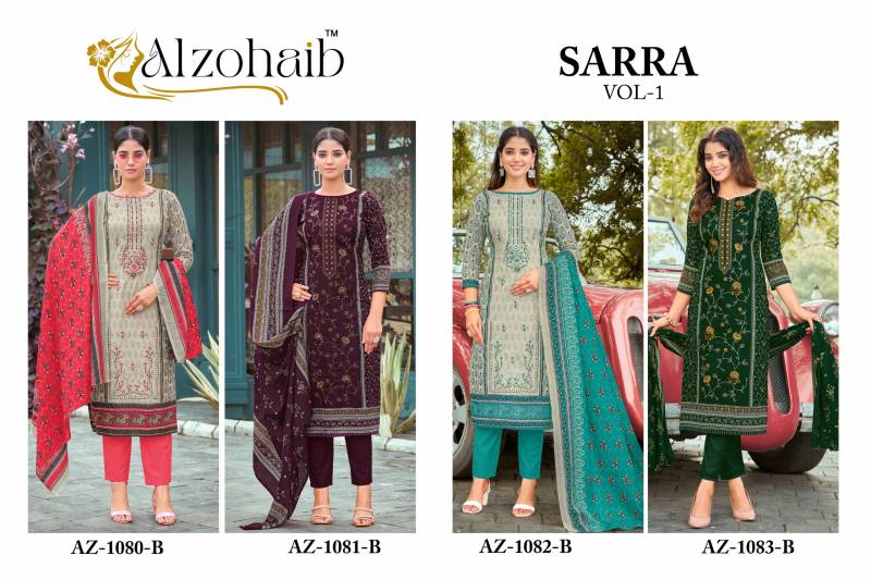 Sarra Vol 1 By Alzohaib Chiffon Dupatta Pakistani Salwar Suits Suppliers In India