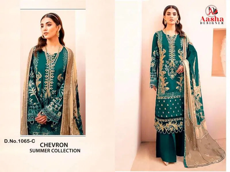 Aasha 1065 A To E Chiffon Dupatta Pakistani Salwar Suit Bulk Orders In India