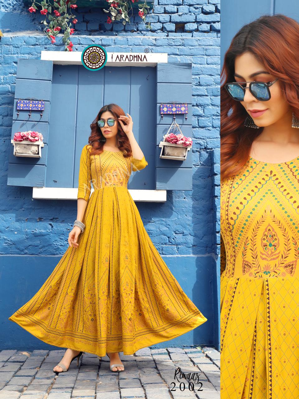 Aradhna Riwaaz 2 Fancy Festive  Wear Anarkali Rayon Printed Long Kurtis Collection