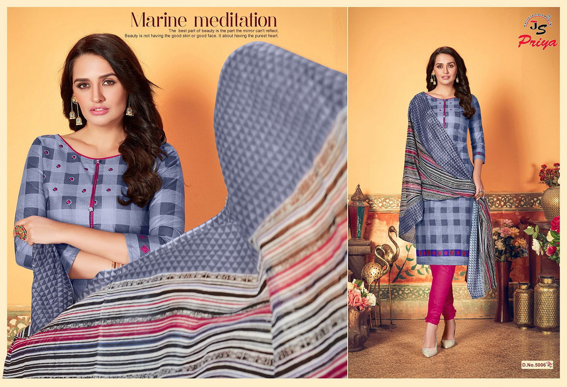 JS Priyalaxmi 5 Latest Collection Of Designer Printed Pure Cotton Dress Material 