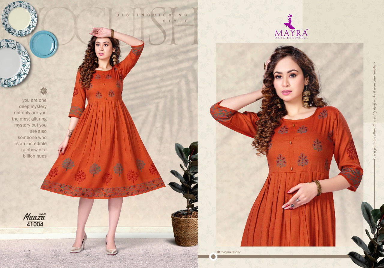 Mayra Maaza 3 Latest Designer Ethnic Wear Rayon Anarkali Kurti Collection