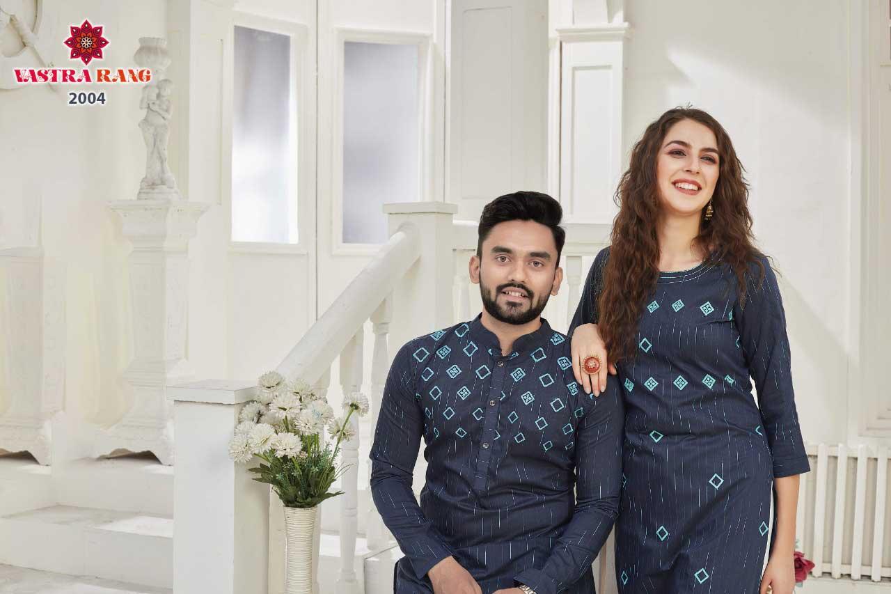 RAM-LEELA VOL-2 Fancy Designer Festive Party Wear Pure Cotton With Slub Strip With Designer Embroidery Work Kurti With Men's kurta Collection