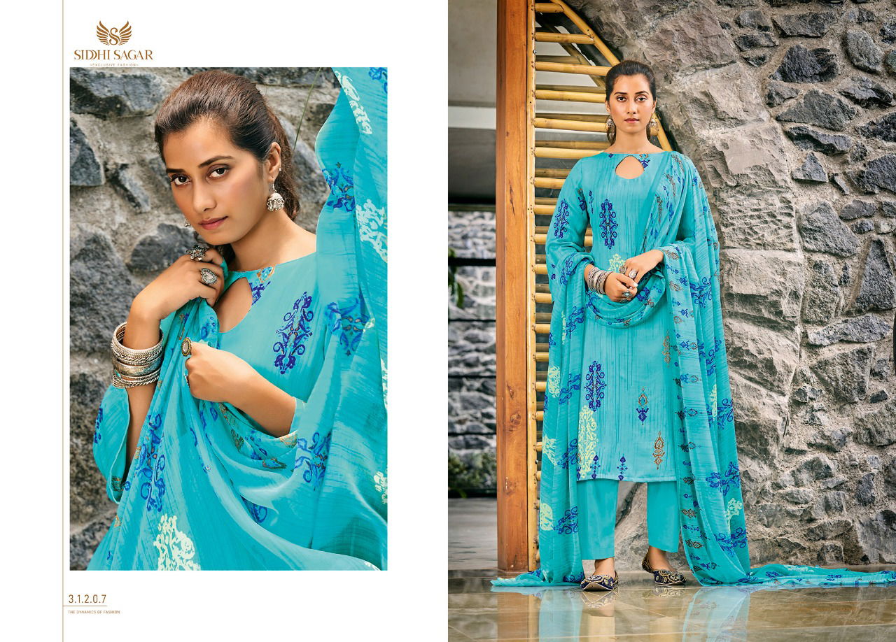Siddhi Sagar Nigar Latest Fancy Casual Regular Wear Cotton Satin Printed Designer Dress Material Collection
