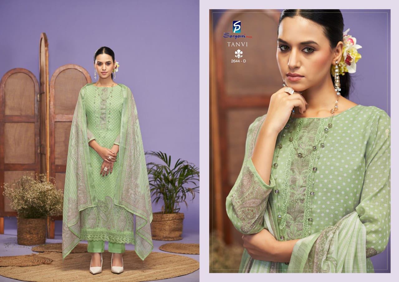 Tanvi by Sargam Lilen Printed Embroidery Salwar Suit Exporters In India