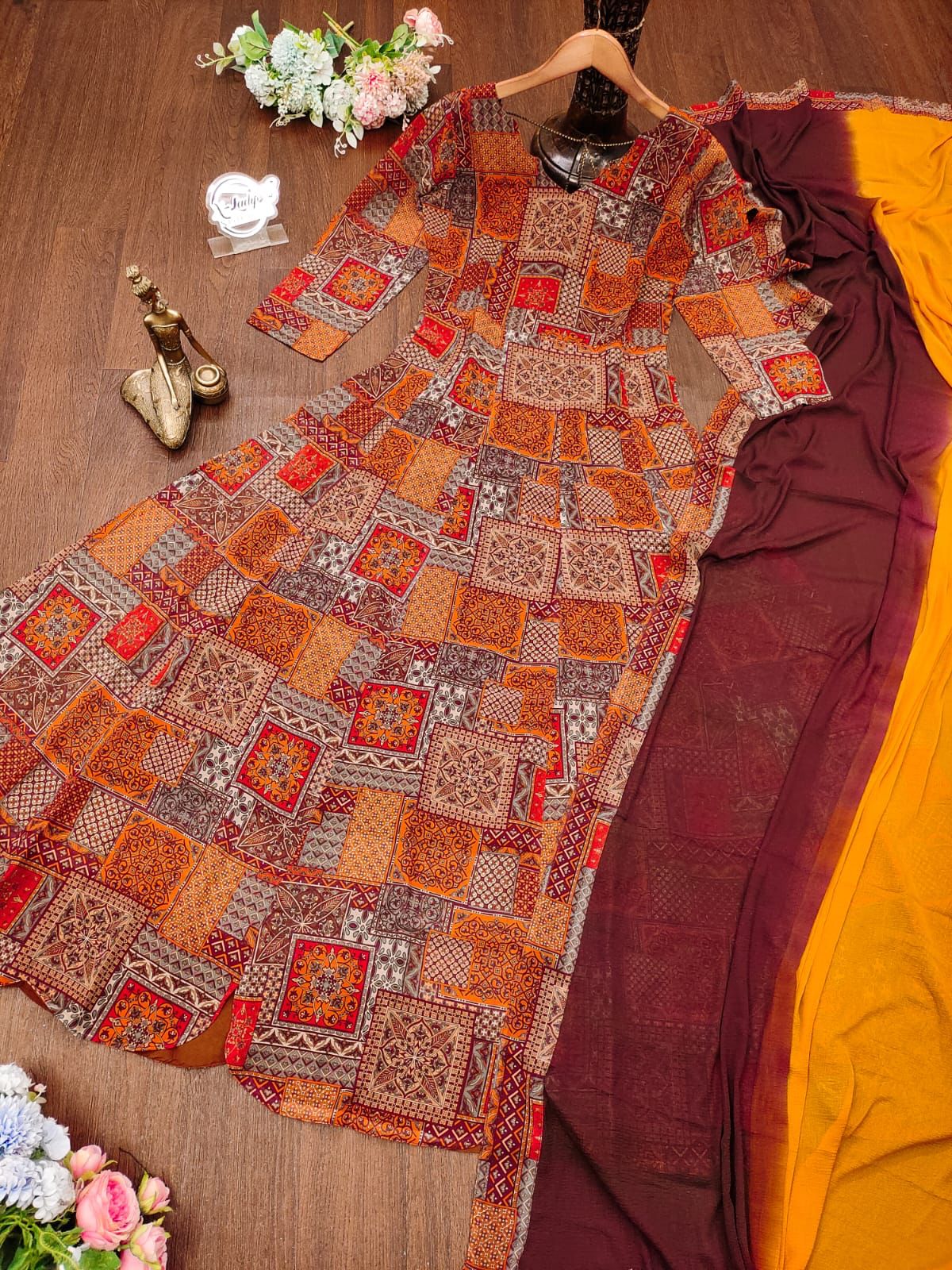 Maxy Printed Designer Gown With Dupatta Catalog