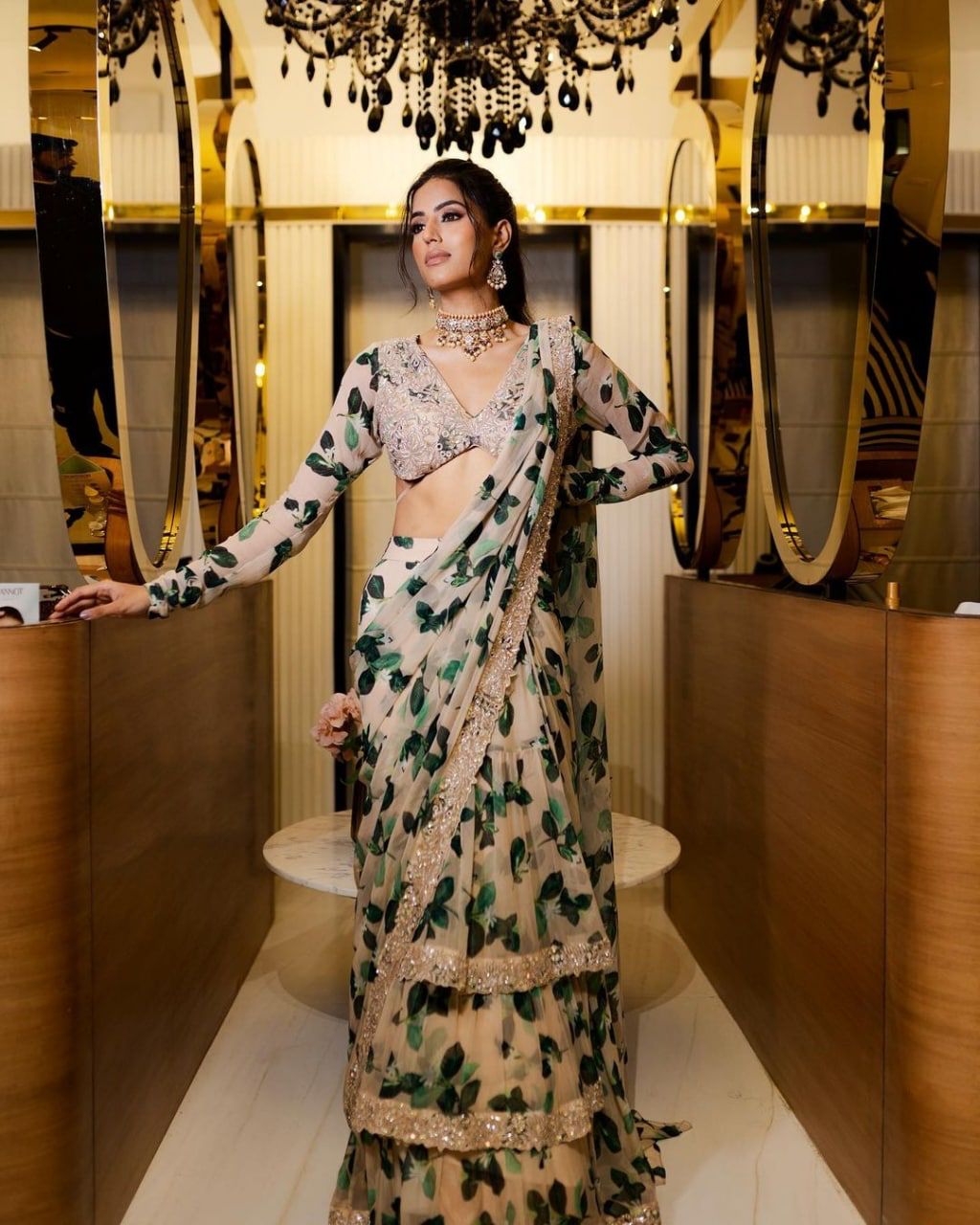 9233 Embroidery Georgette Readymade Party Wear Saree