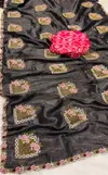 1296 Beautiful Designer Gold Crush Silk Embroidery Saree Suppliers In India
