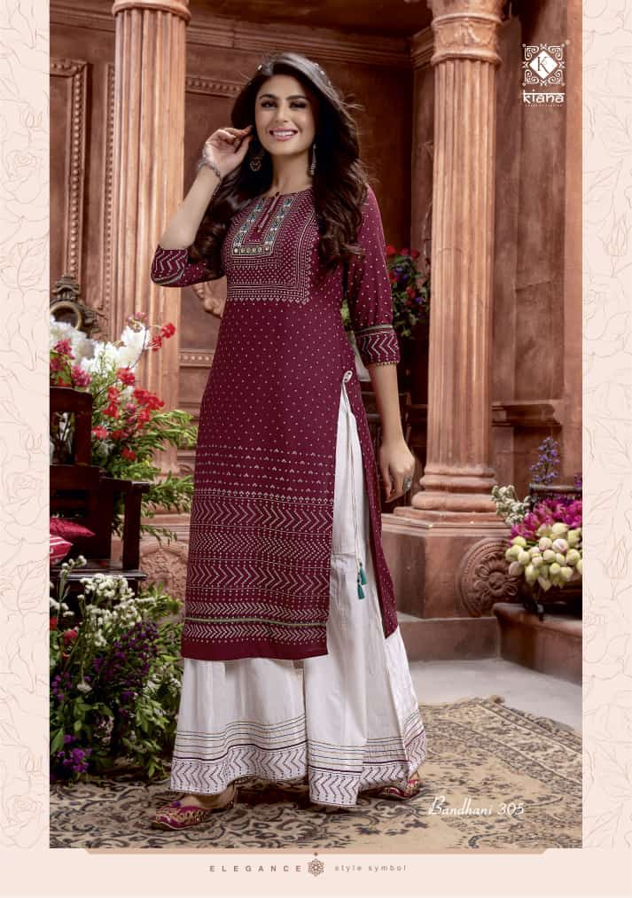 Kiana Bandhani 3 Festive Wear Pure Cotton Gold Print With Gotta Pati work Kurti With Bottom Collection
