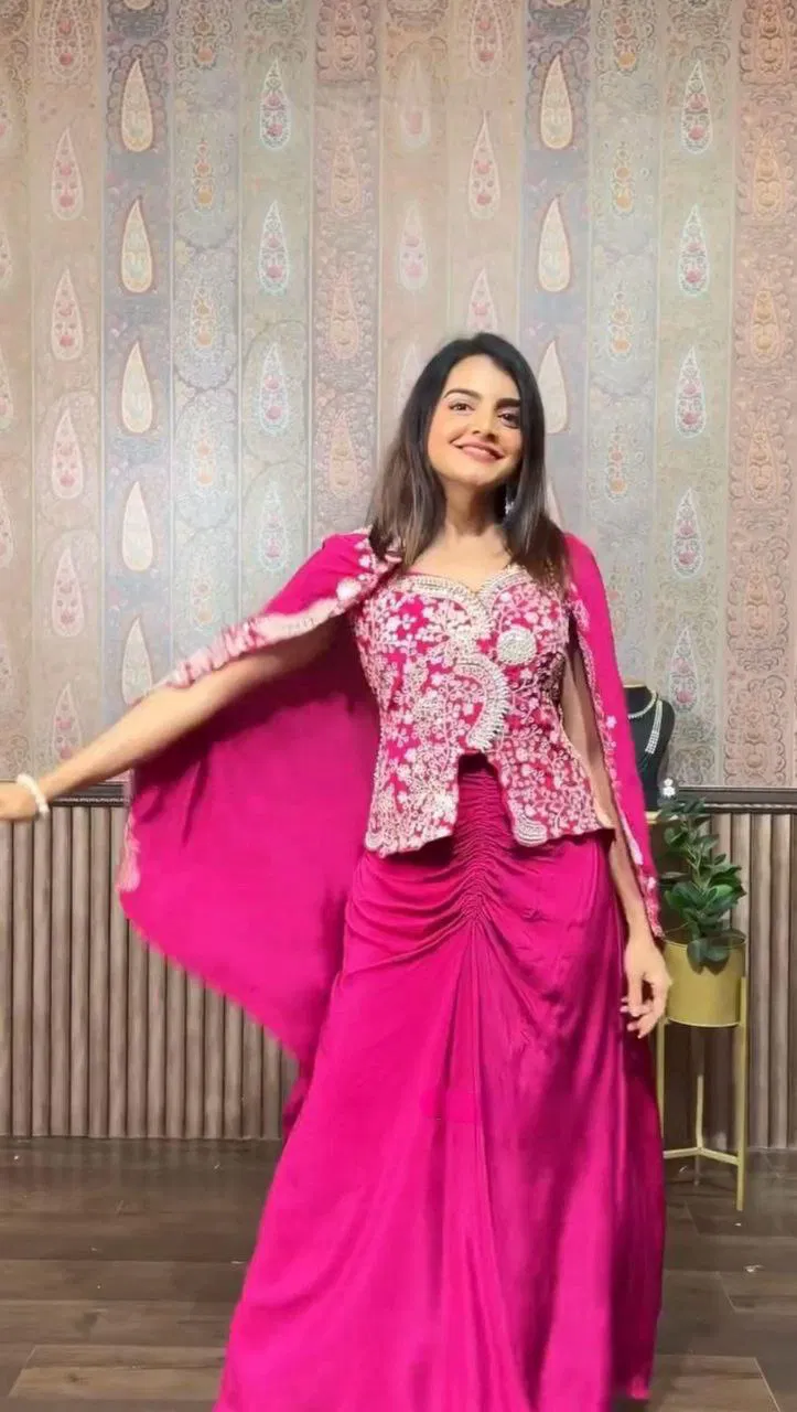 Bt 7093 Designer Chinon Embroidered Party Wear Indo Western Wholesale Clothing Suppliers In India