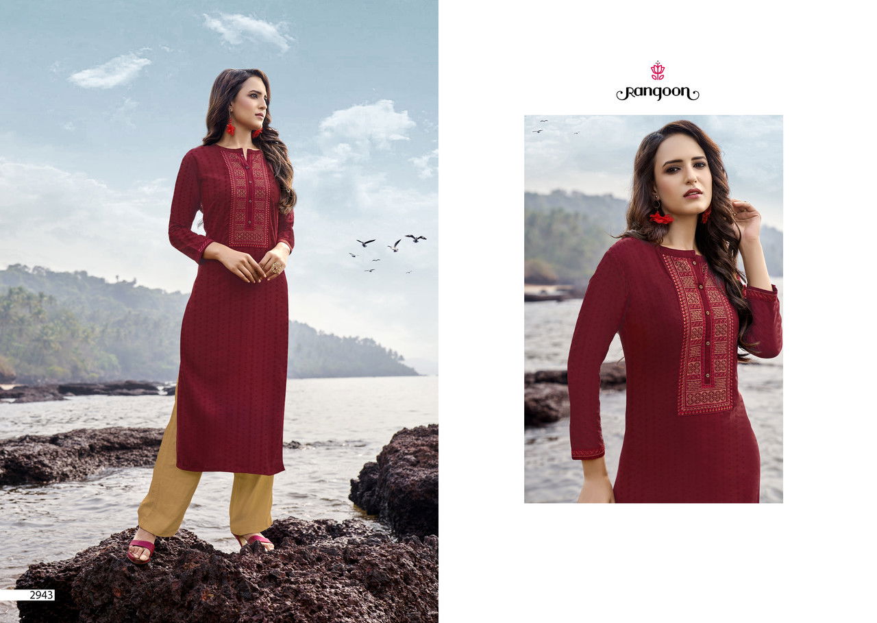 Rangoon Latest Fancy Designer Ethnic Wear Lining Silk With Work Long Kurti Collection