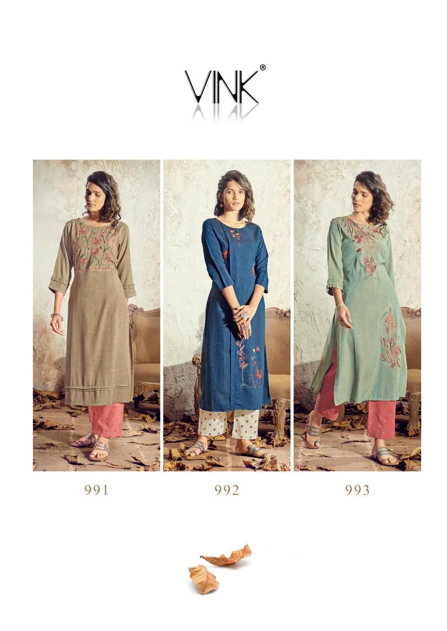 Vink Venice 10 Latest Festive Wear Pure Staple Viscose Handloom Kurtis With Bottom Collection
