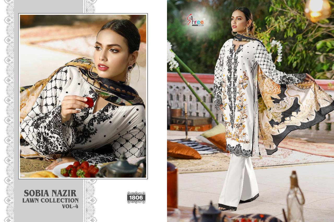 Shree Sobia Nazir Lawn Collection 4 Lawn Cotton Embroidery Pakistani Salwar Kameez Collection
