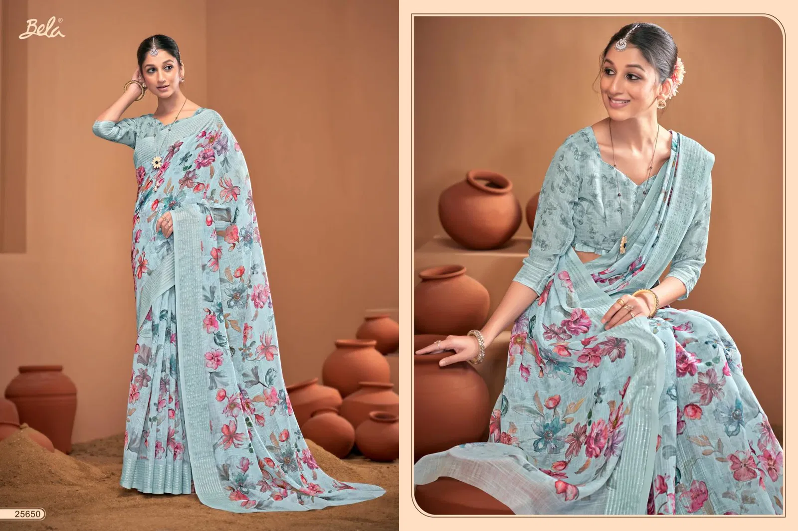 Slavia Vol 5 By Bela Linen Saree Exporters In India