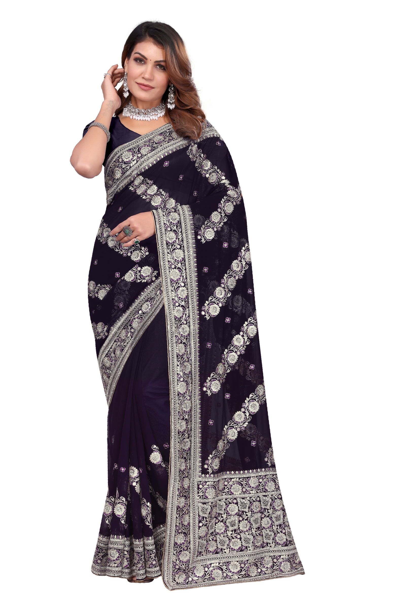 Dulhan By Utsav Nari Georgette Embroidery Sarees Wholesale Price In Surat
