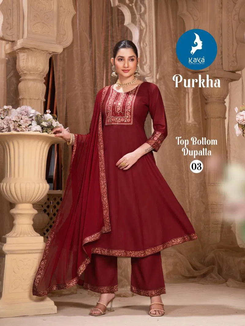 Purkha By Kaya Rayon Kurti Pant With Dupatta Wholesalers In Delhi