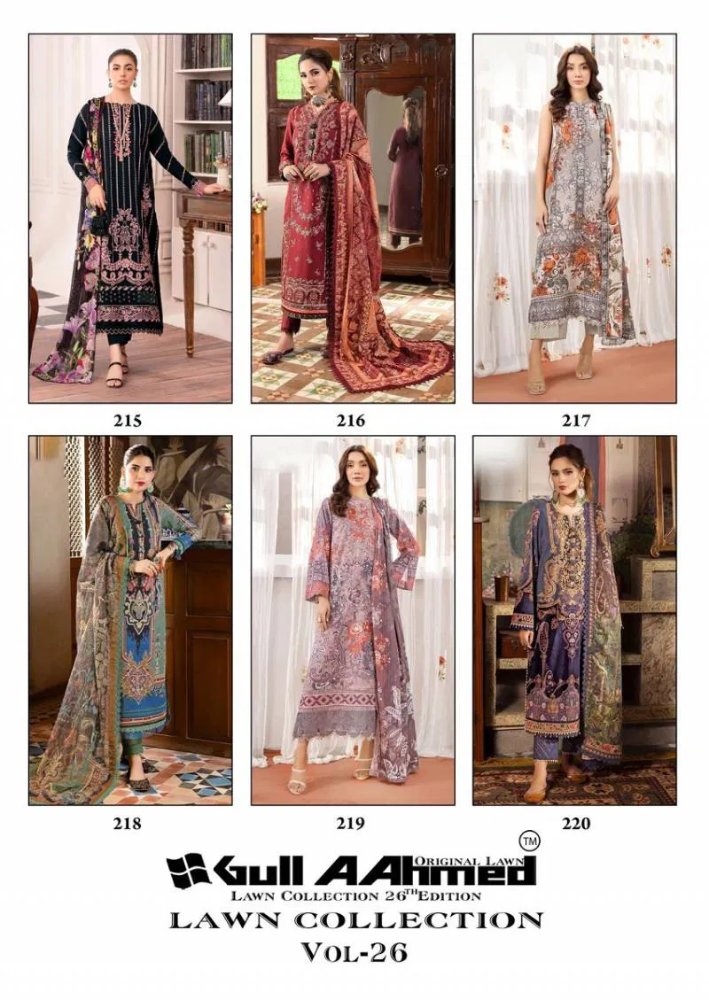 Gull A Ahmed Lawn Vol 26 Cotton Printed Kurti Bottom With Dupatta Online Wholesale