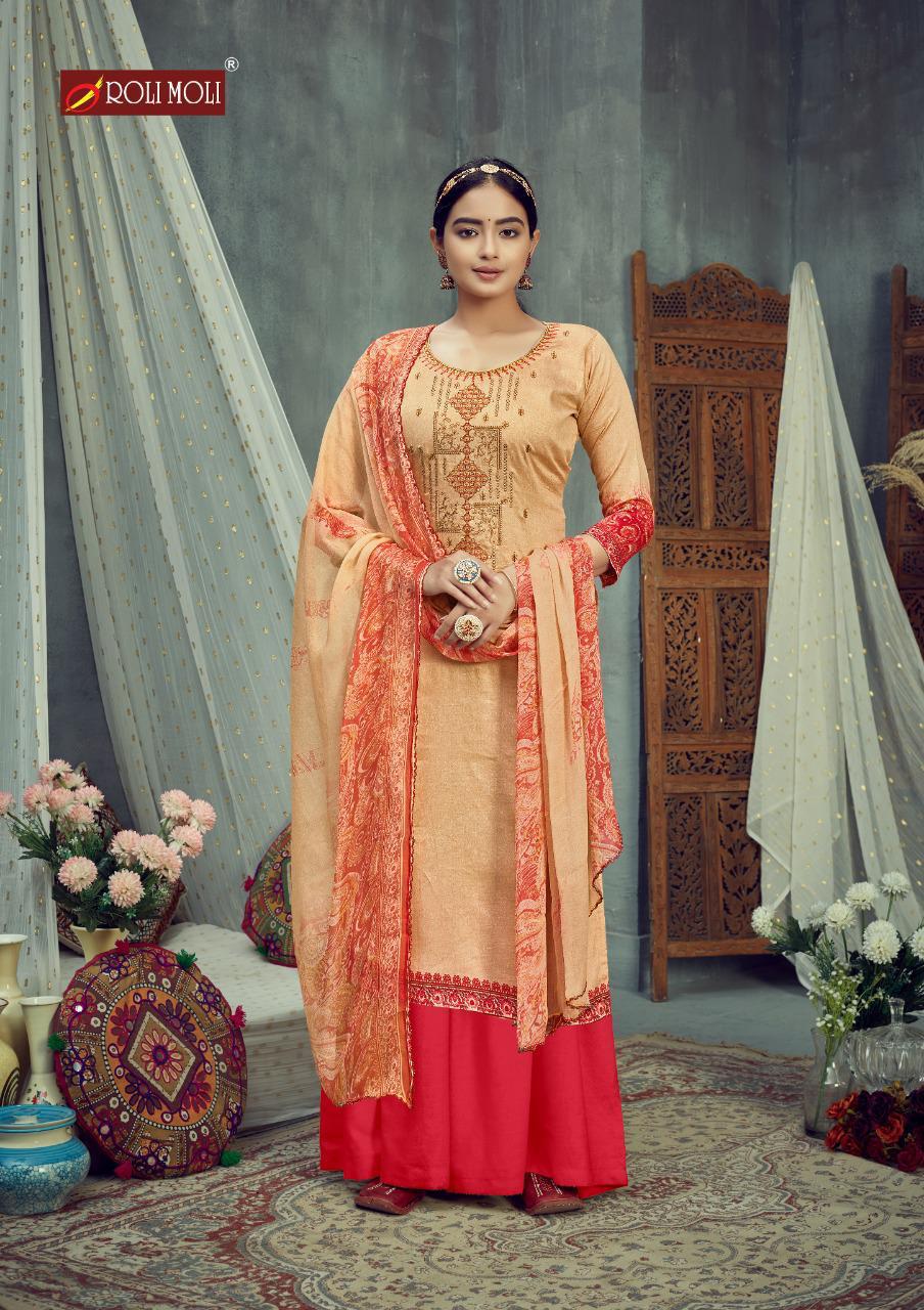 ROLI MOLI SARINA Latest fancy festive Wear Pure Glace cotton Designers Embroidery Readymade Salwar suit collection