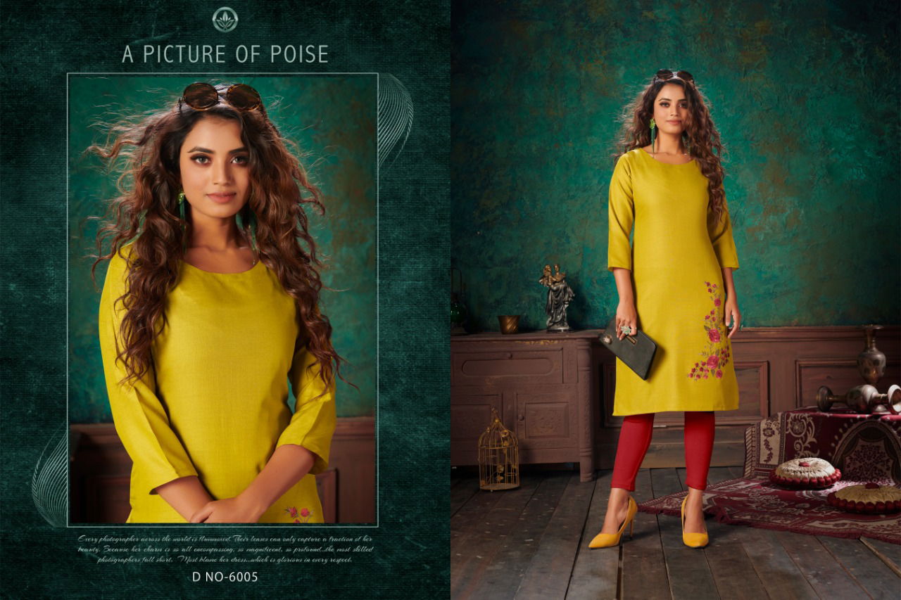 Nitisha Viva 6 Latest fancy Designer Casual Wear Long Heavy Soft Cotton Slub With Embroidery Work Kurtis Collection
