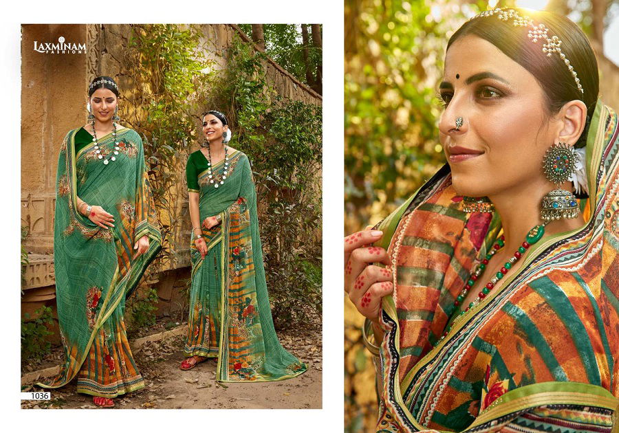 Laxminam Urvi Casual Regular Wear Printed Georgette Designer Saree Collection
