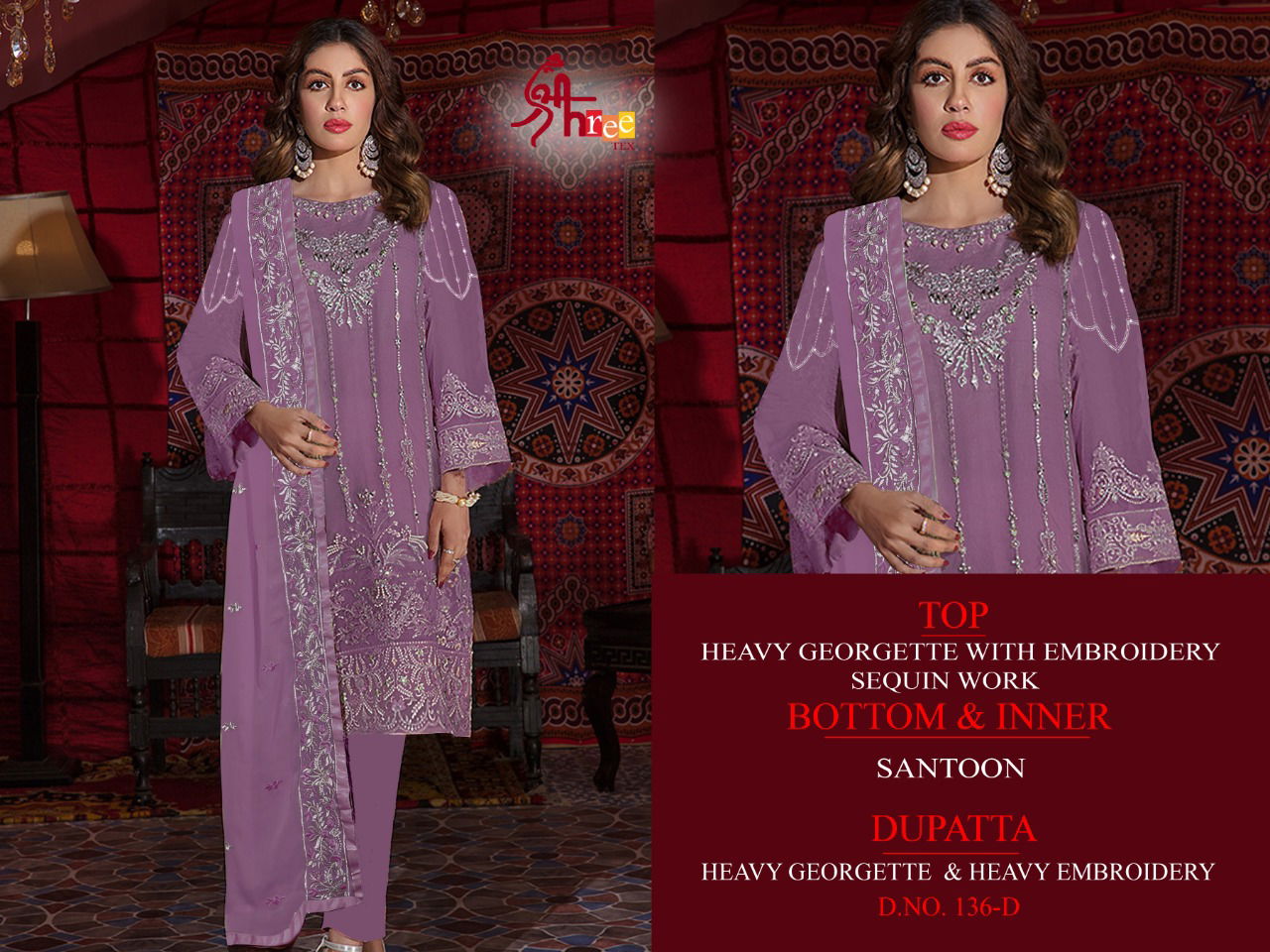 Shree Tex 136 Series Latest Fancy Designer Heavy Festive Wear Georgette With Embroidery Work Pakistani Salwar Suits Collection
