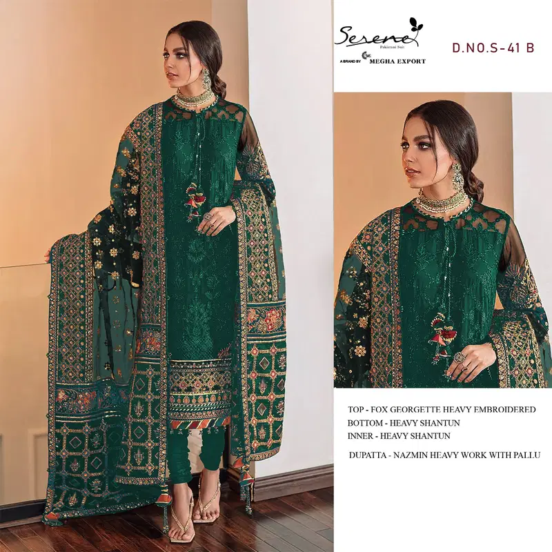 Serene S 41 Embroidery Heavy Festive Wear Georgette Pakistani Salwar Suits Collection