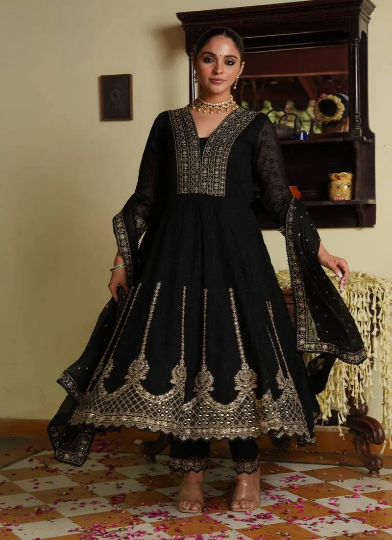 Tanyaa P 300 Georgette Anarkali Kurti Bottom With Dupatta Exporters In India