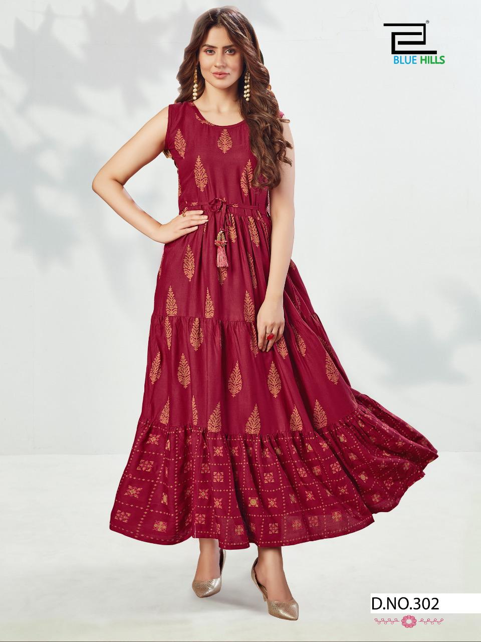 Blue Hills Sun Shine 3 Fancy Long Printed Designer Rayon Kurti Collection
