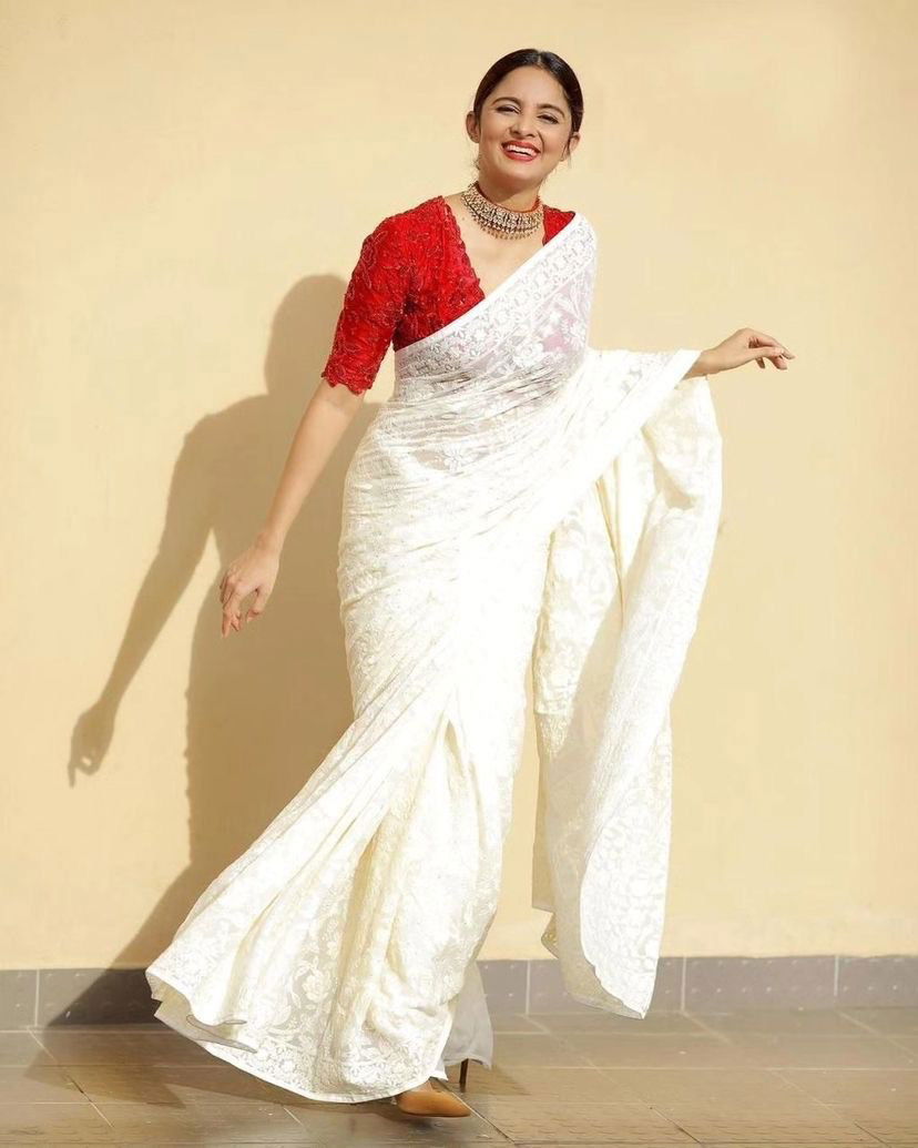 Bt 3091 Beautiful White Designer Georgette Saree Catalog
