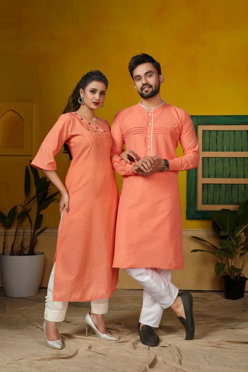 Ram-Leela Couple Combo Of Kurta With Pants And Kurti With Pants 