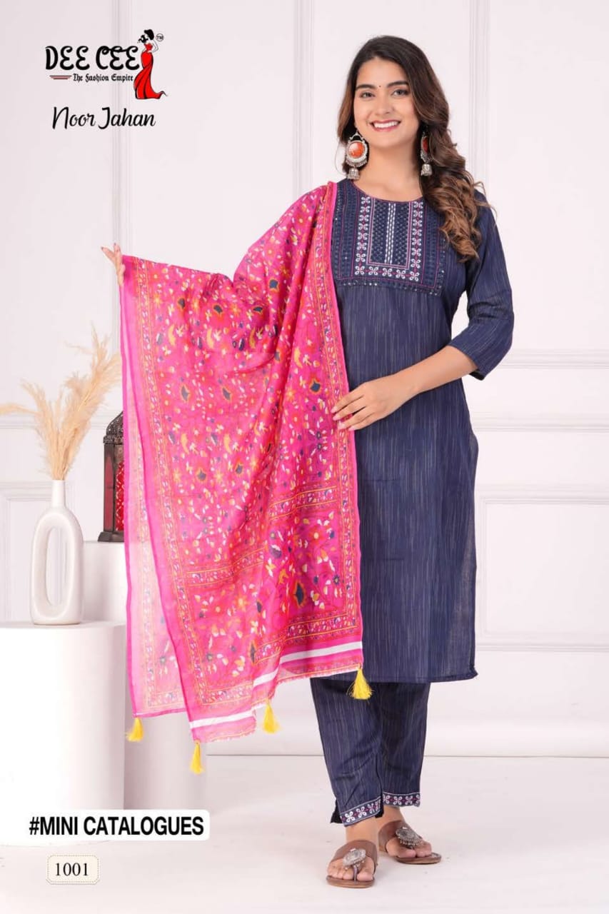 Noor Jahan By Deecee Cotton Kurti With Bottom Dupatta Catalog
