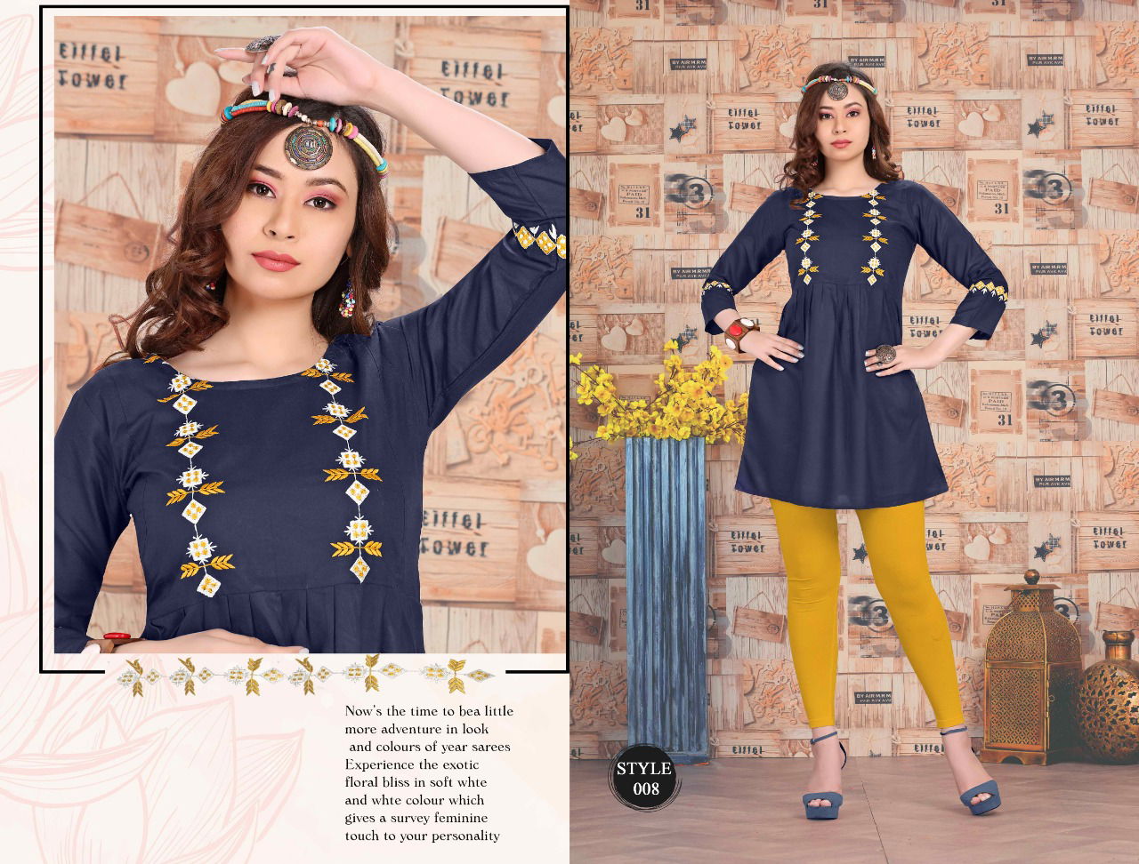 Trendy Sweety Latest fancy Designer Casual Wear Short Embroidery Designer Kurtis Collection
