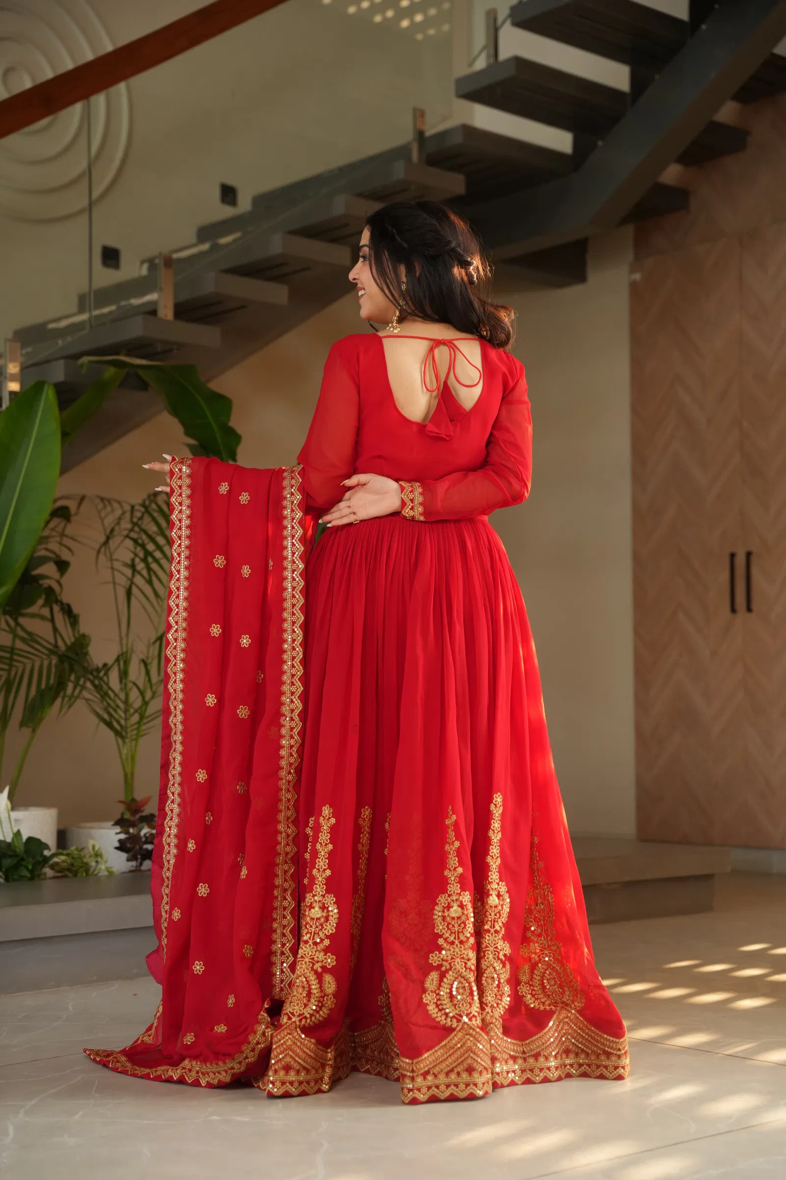 KA 1162 Faux Blooming Embroidery Designer Gown With Dupatta Wholesale Online