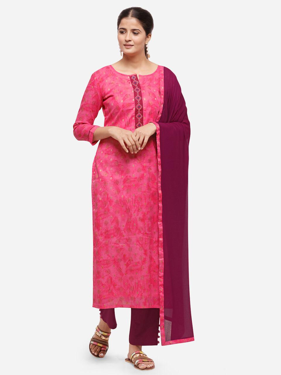 Cotton Weaving Jacquard Naneen with Four Side Less Daily Wear Simple Salwar Suit Collections