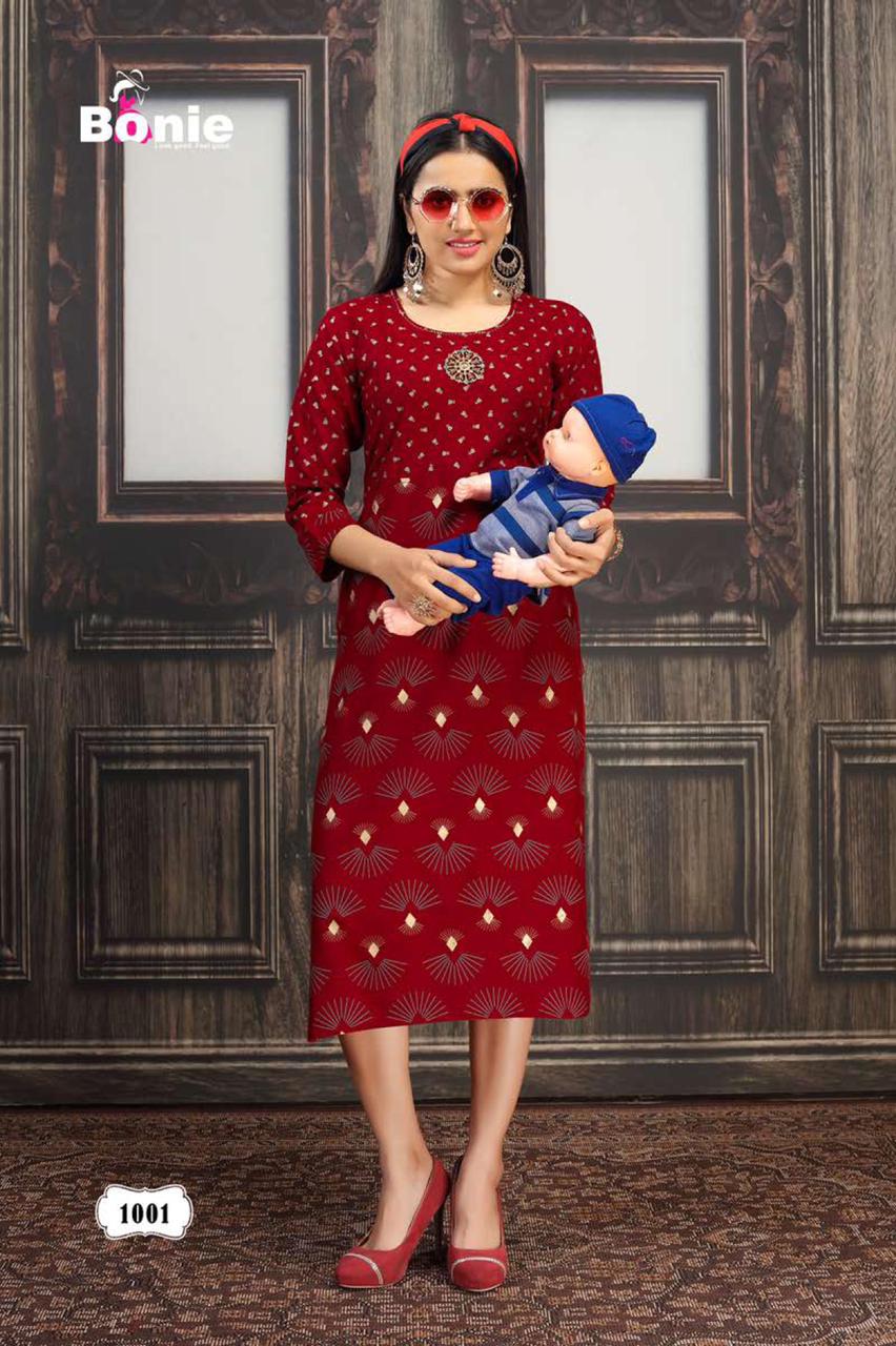 Bonie Sneh Latest Ethnic Wear Rayon Printed Kurti Collection
