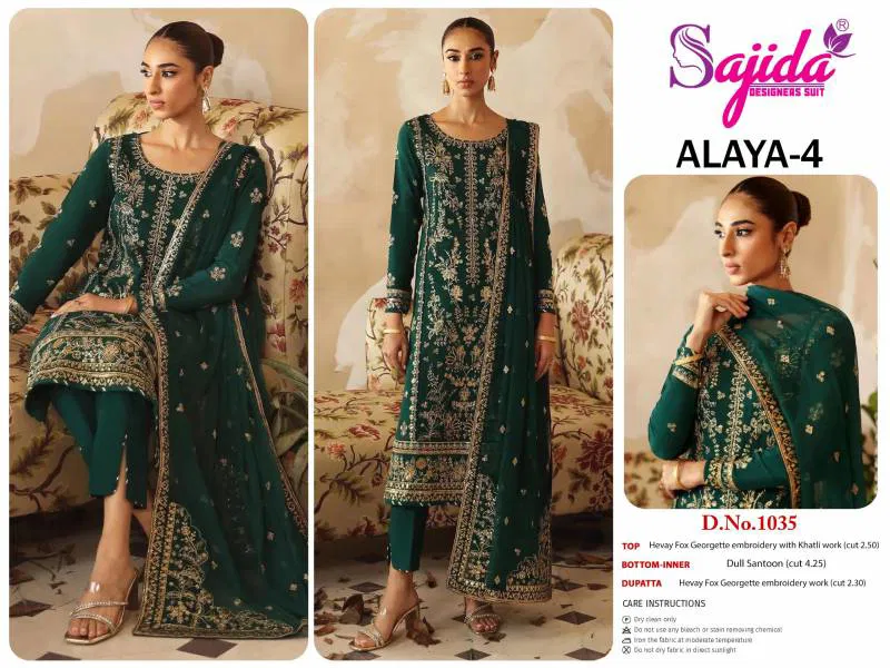 Alaya 4 By Sajida 1035 Georgette Pakistani Salwar Kameez Wholesale Suppliers In Mumbai