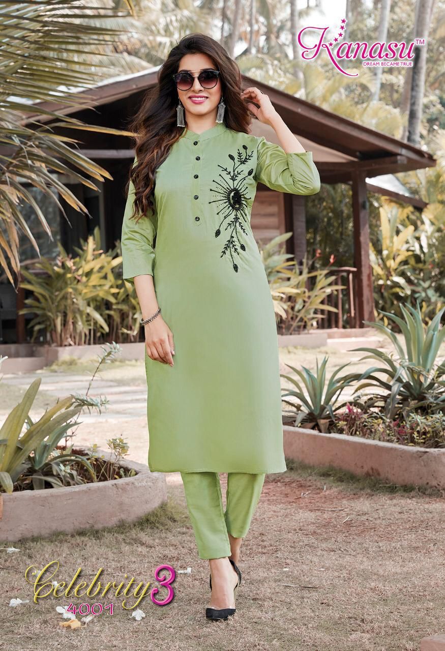 Kanasu Celebrity 3 Ethnic Wear Silk Designer Fancy Kurtis With Bottom Collection
