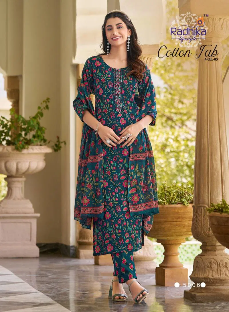 Cotton Fab Vol 5 By Radhika Cotton Printed Kurti Bottom With Dupatta Bulk Orders In India