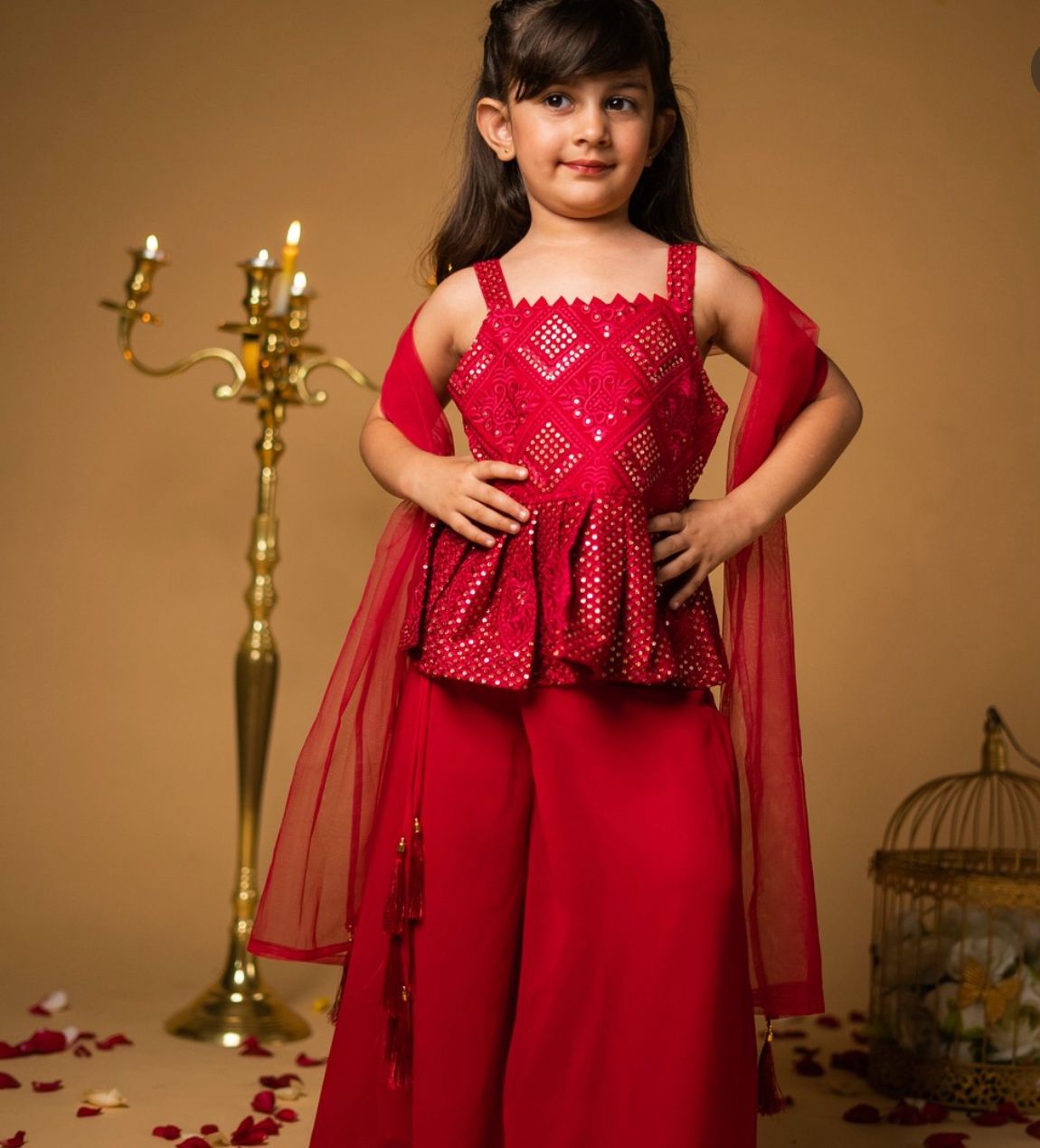 Oc 117 Kids Kediya Style Top Sharara With Dupatta Girls Wear Catalog