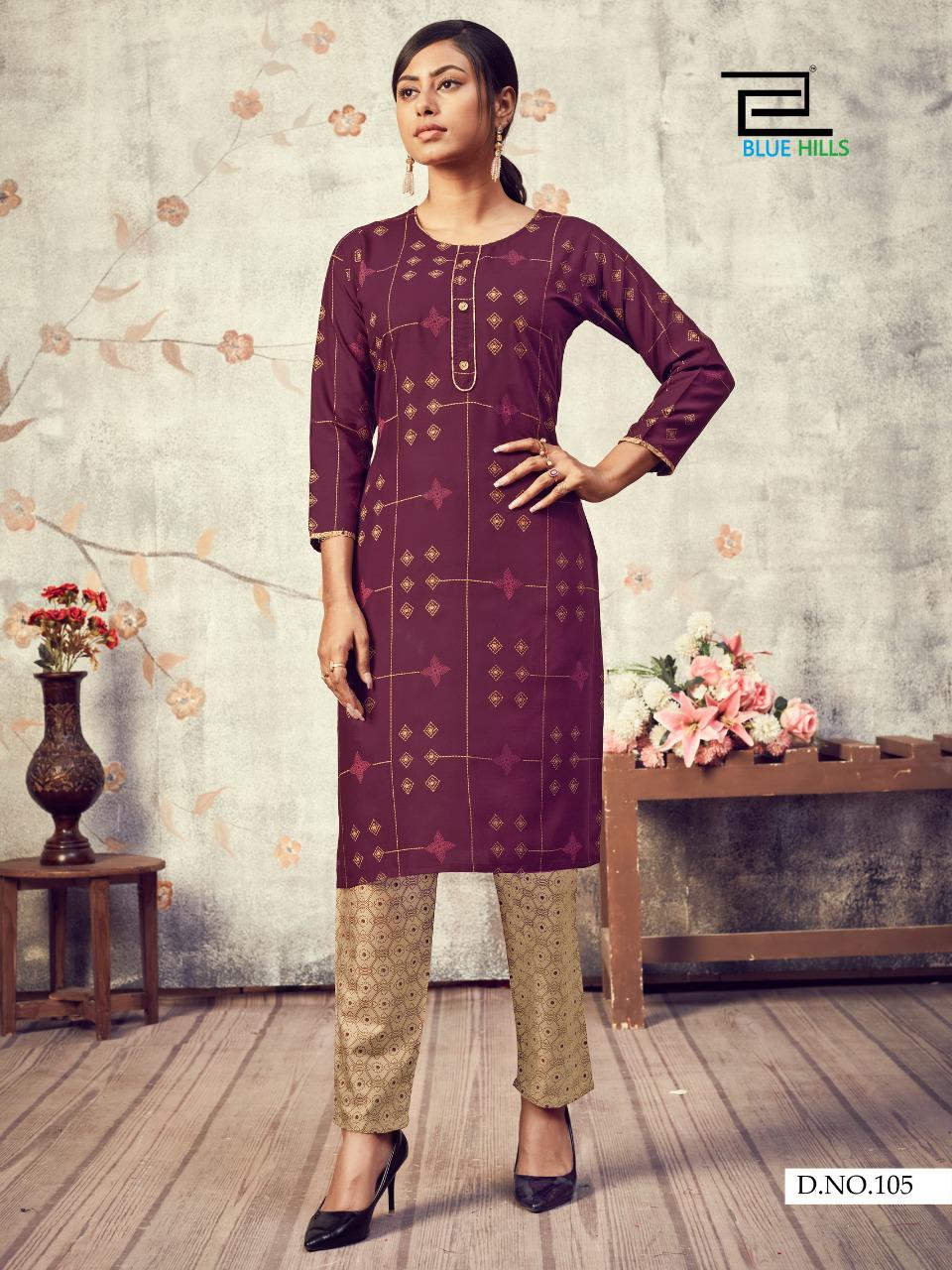 Blue Hills Jasmine 1 Latest Fancy Casual Wear Designers Rayon Printed Kurtis With Bottom Collection
