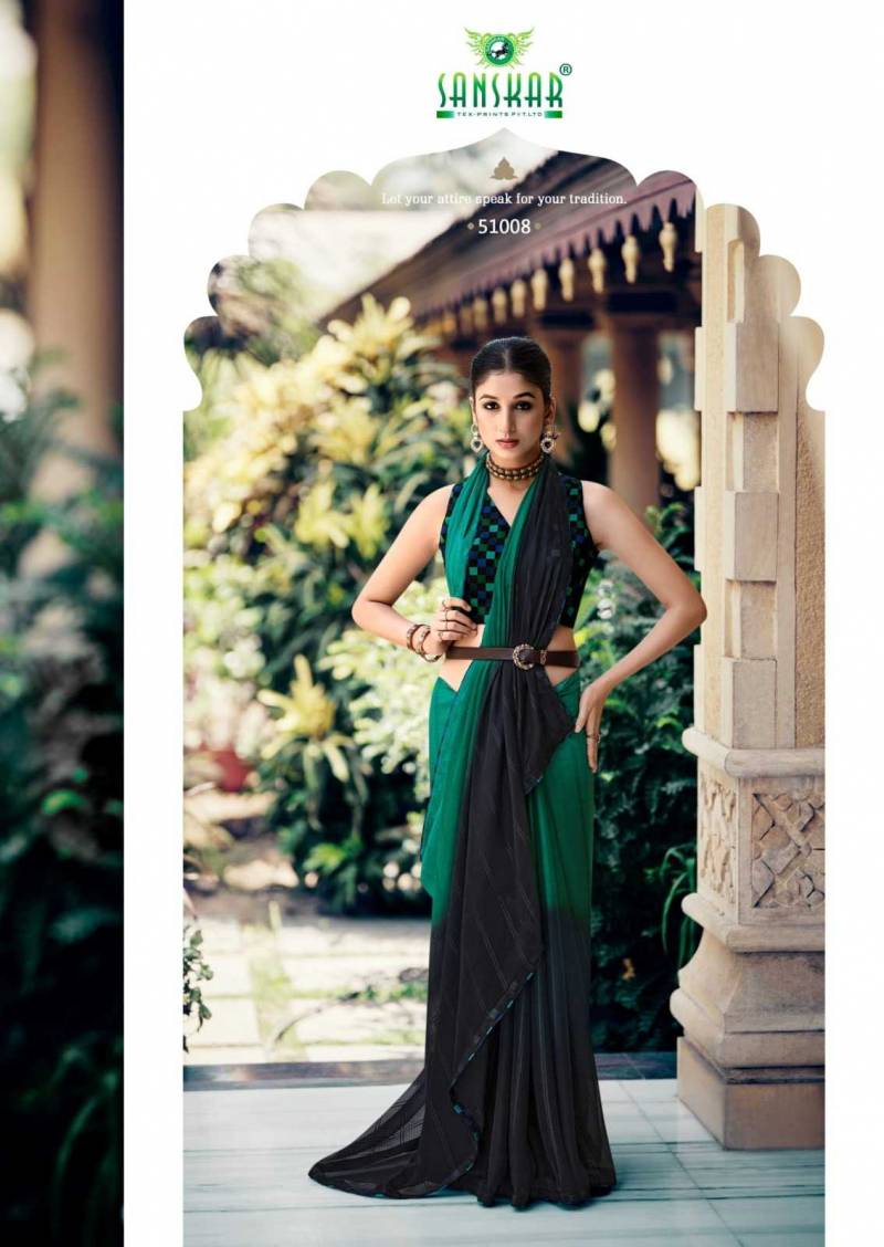 Sanskar Firki Chiffon Weaving Pattern Digital Border Daily Wear Saree Wholesale Online