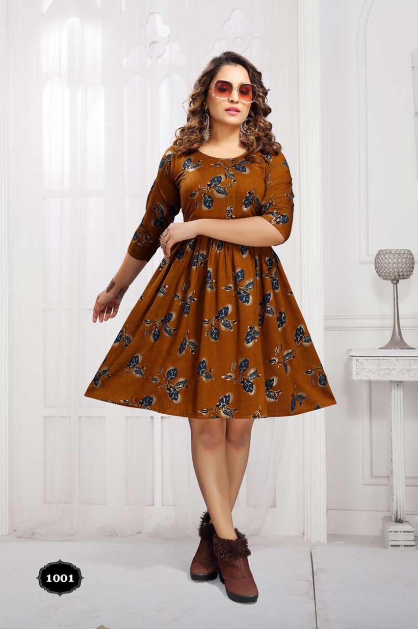 Kannur 3 Rayon Printed Ethnic Wear Designer Anarkali Kurti Collection