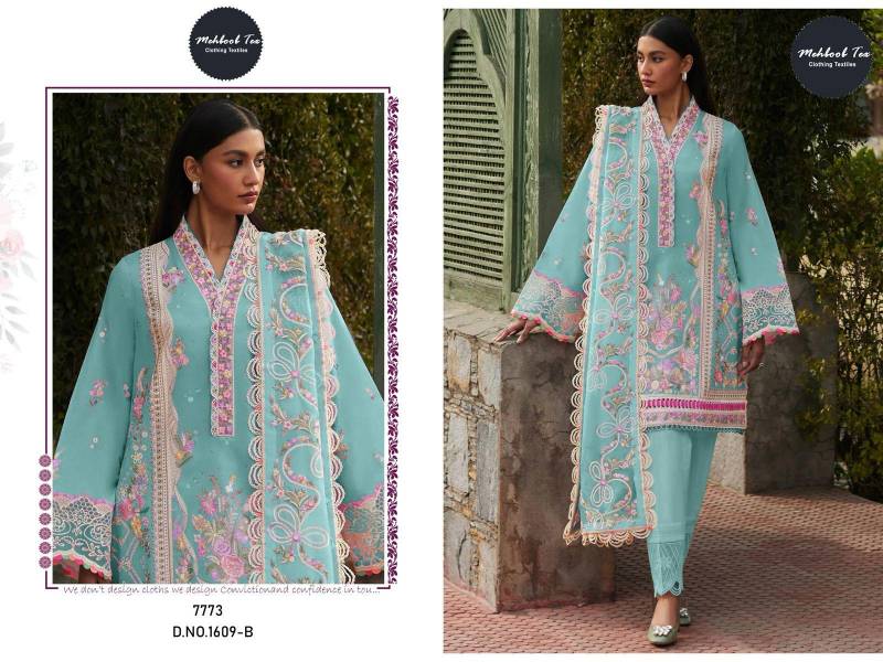 Mehboob Tex 1609 Viscose Lawn Pakistani Salwar Suit Wholesale Clothing Suppliers In India