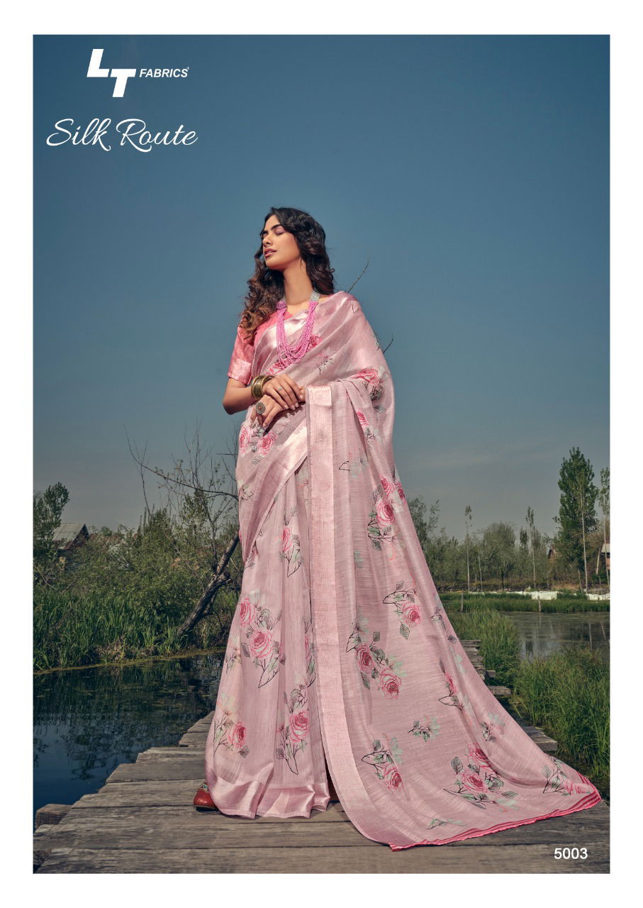 Lt Silk Route Latest Fancy Designer Linen Printed Casual Wear Saree Collection
