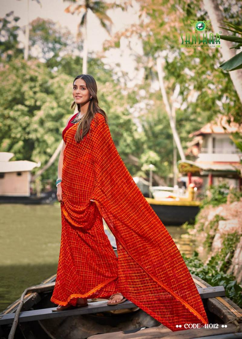 Sangeet By Sanskar Bember Georgette Embroidered Saree Wholesale Online