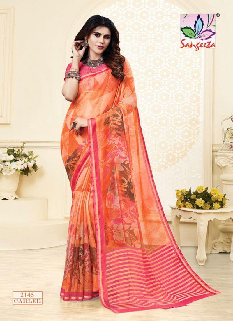 Sangeeta Latest Collection Of Casual Daily Wear Printed Chiffon Saree 