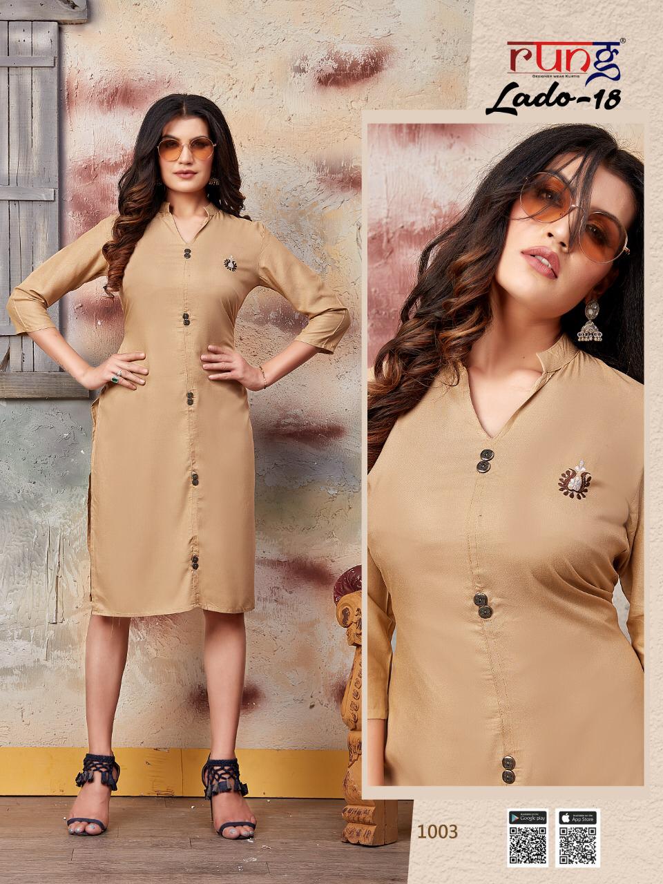 Rung Lado 18 Latest Fancy Designer Casual Wear Rayon Designer Kurtis Collection
