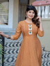 Aaradhna 2022 Rust Colour Rayon Printed Embroidery A Line Kurti Wholesale Online