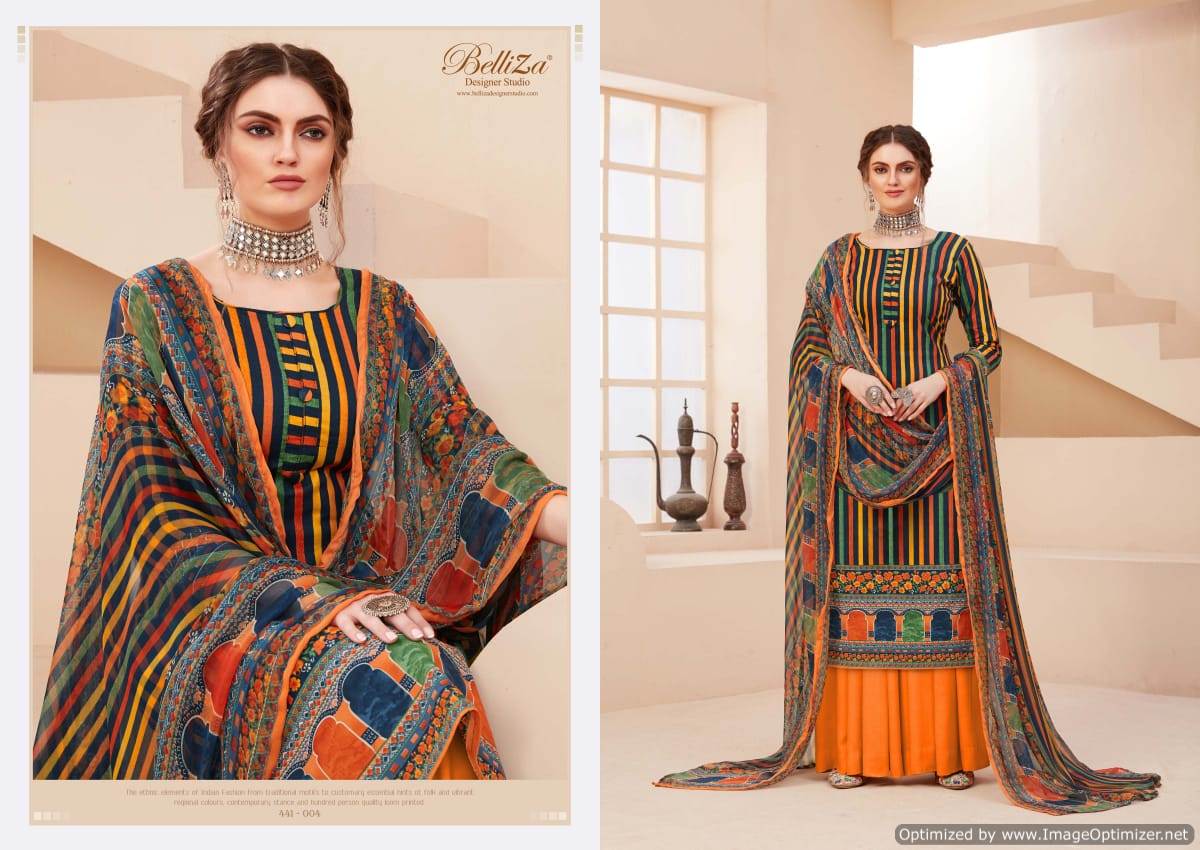Belliza Zohra 2 Exclusive Latest Designer Pure Cotton Digital Print Dress Material Printed Nazneen Chiffon Dupatta With Four Side Lace