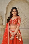 Rust colour Silk With Zari Work Lahenga With Blouse And Dupatta Wholesale Suppliers In India KF 2102